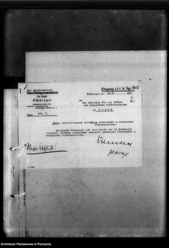 Obraz 6 z jednostki "Kreis Kosten (Kościan). Zgłoszenia zmarłych i zaginionych miejscowych Niemców w 1939 roku"