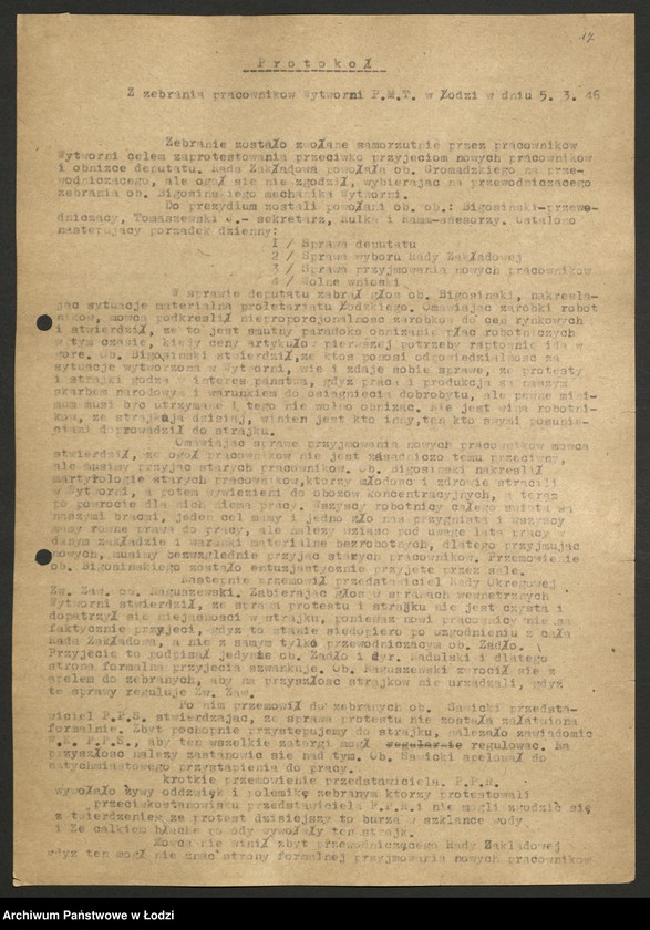 Obraz 18 z jednostki "Sprawozdania ze strajków według zakładów"