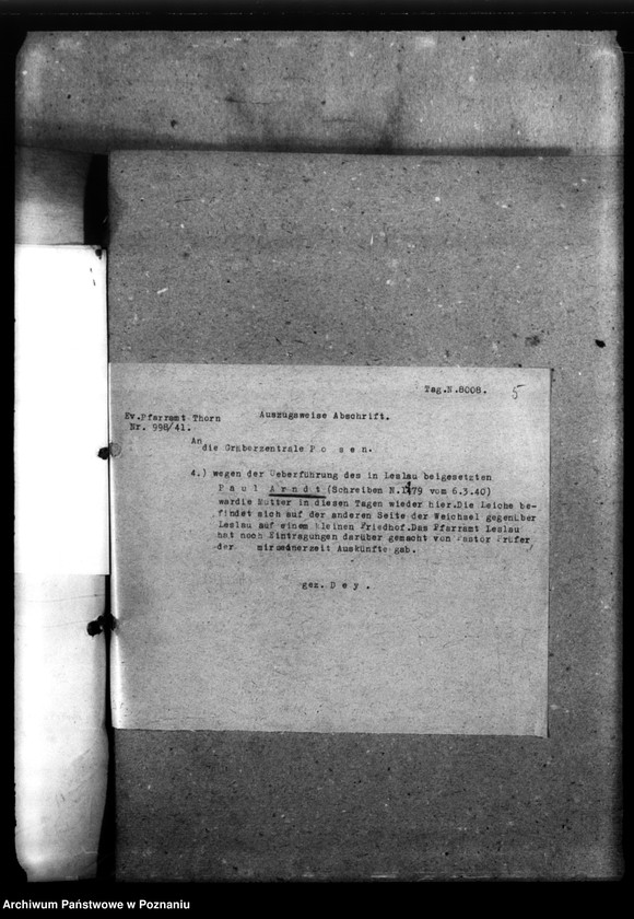 Obraz 9 z jednostki "Korespondencja w sprawie miejscowych Niemców, którzy zginęli w 1939 roku A - Z"