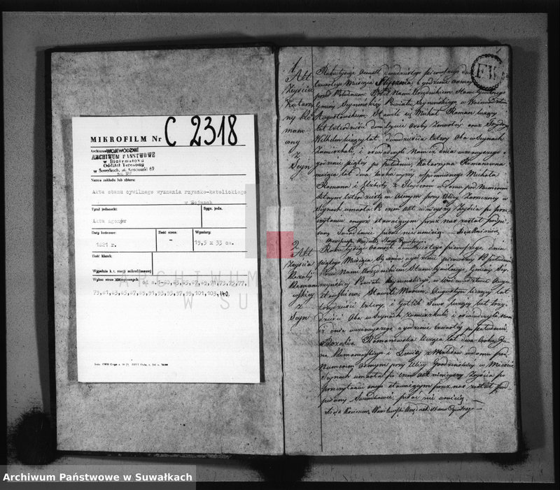 image.from.unit.number "Akta zejścia gminy seyneńskiey z 1821 roku."