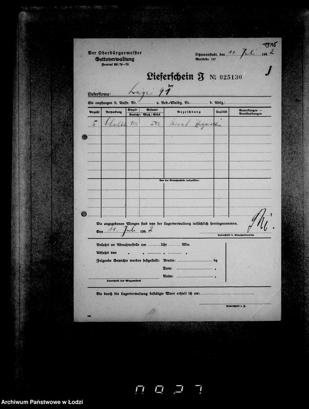 Obraz 19 z jednostki "Aufträge, [Lieferscheinen und Rechnungen] 14731-16050 [Dostawy żywności do Getta]"