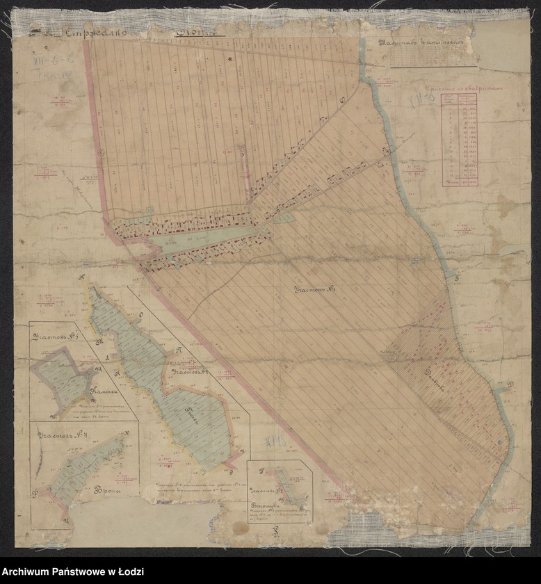 Obraz 2 z jednostki "Plan zemel´ postupivšich˝ v sobstvennost krest´jan selenija Strzalkov gminy Gidle novoradomskago uezda"