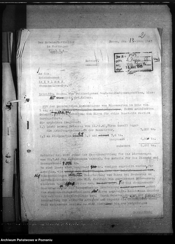 Obraz 6 z jednostki "Althütte- Kreis Scharnikau, Nordwalde, Kreis Obornik, Feldhei, Kreis Obornik (budowy na rzecz policji)"