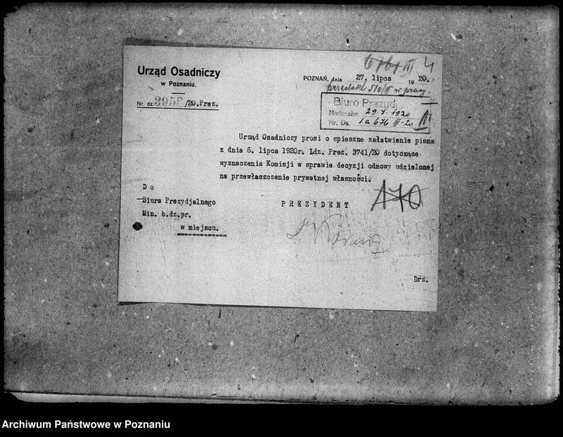 Obraz 8 z jednostki "Główny Urząd Ziemski w Warszawie Akta Biura Prezydialnego"