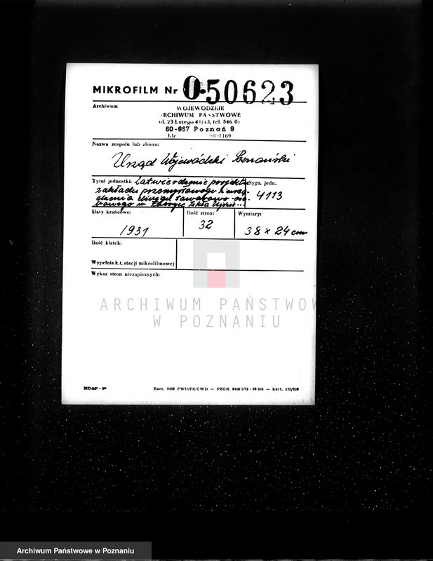 Obraz 2 z jednostki "Zatwierdzenie projektu zakładu przemysłowego i urządzenia dźwigu towarowo - osobowego w Fabryce Szkła Ujście pow. chodzieski"