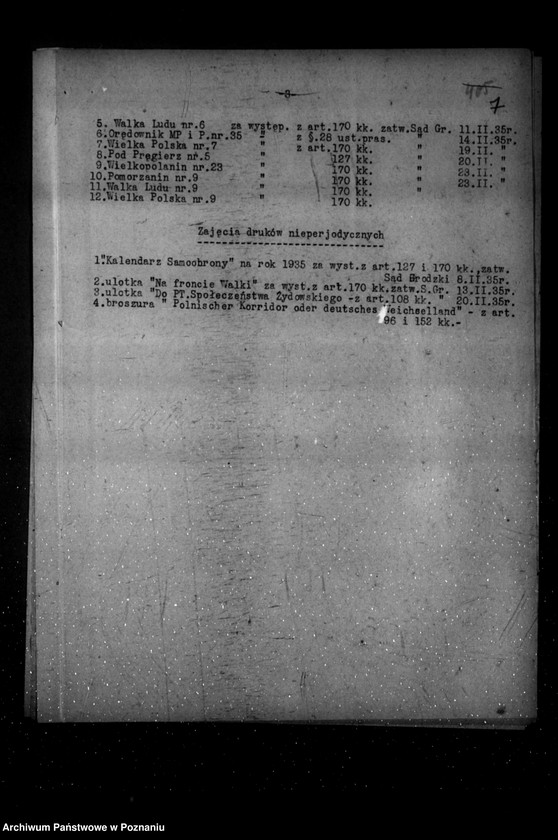 Obraz 11 z jednostki "Sprawozdania prasowe za czas od stycznia do grudnia 1935 r."