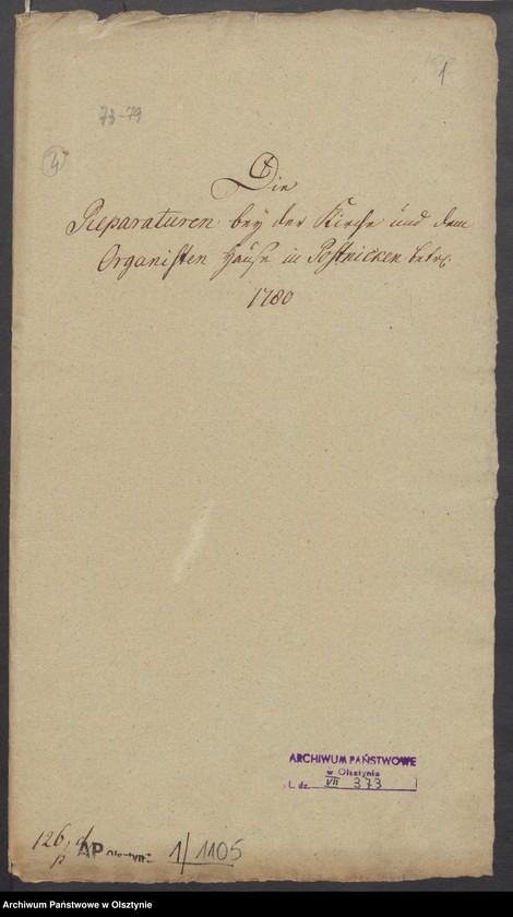 image.from.unit.number "Die Reparaturen bey der Kirche und dem Organisten Hause in Postnicken"