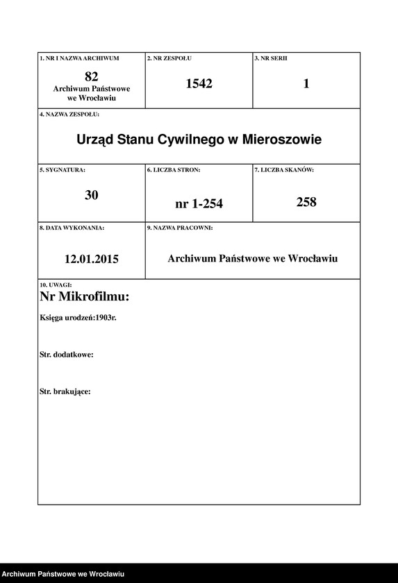 image.from.unit.number "Księga urodzeń USC Mieroszów (Friedland) 1903"