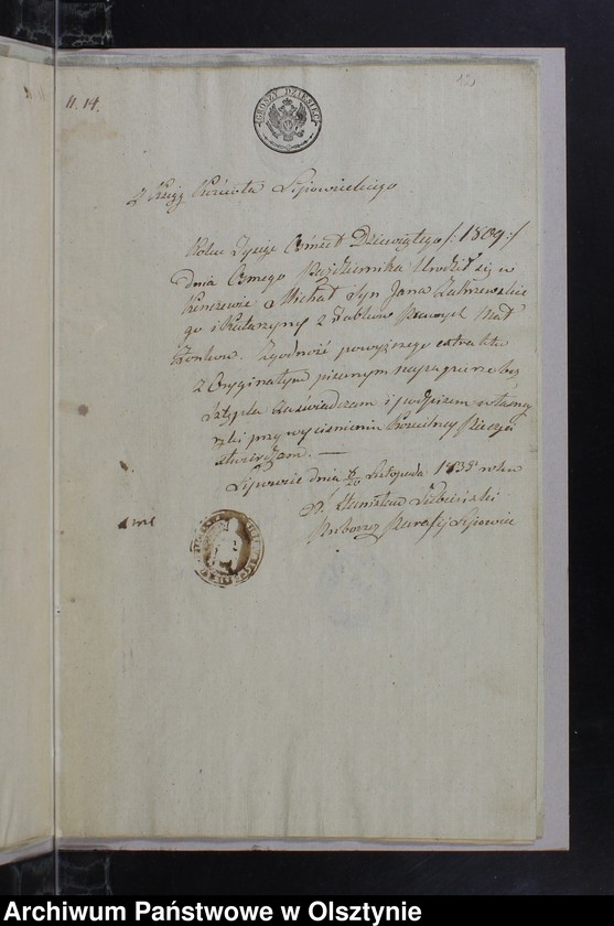 image.from.unit.number "Annexa należące do Aktów Małżenstwa w parafii Sarnowskiey z roku 1835"