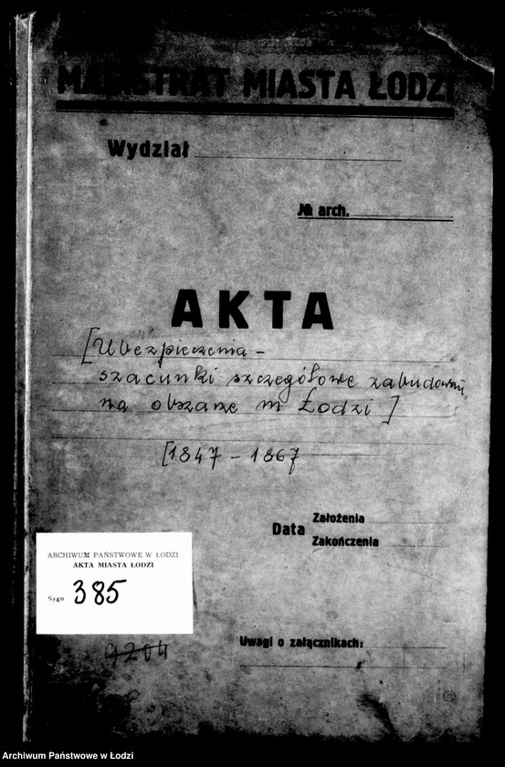 Obraz 4 z jednostki "[Ubezpieczenia - szacunki szczegółowe zabudowań na obszarze Łodzi]"