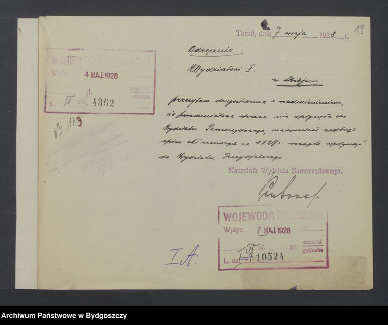 image.from.unit.number "Akta dotyczące układu z Niemcami w sprawie przekazywania akt [Układ polsko - niemiecki z dnia 22.12. 1926 r. o wydaniu akt]"