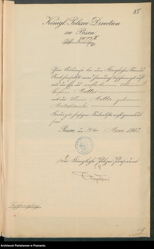 Obraz 17 z jednostki "[Dokumenty dostarczone przez narzeczonych do zawarcia związku małżeńskiego za 1902 rok. Tom IX]"