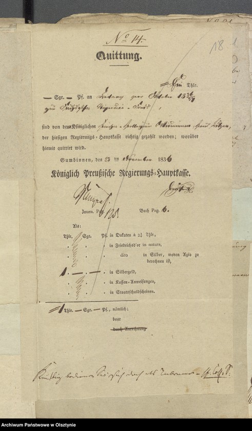 image.from.unit.number "Beläge zu der Widminnenschen Kirchen Kassen rechnung pro 1836/37"