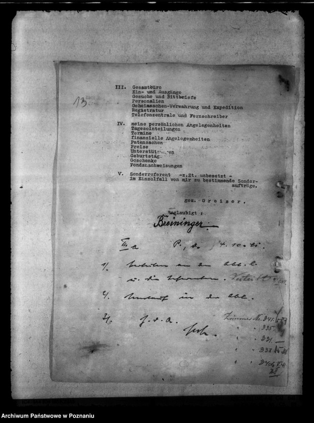 Obraz 17 z jednostki "Unterbringung der Behörden. Einrichtung der Dienststrafkammer. Förderrung des Baues von Baracken. Organisation des Gestapo."