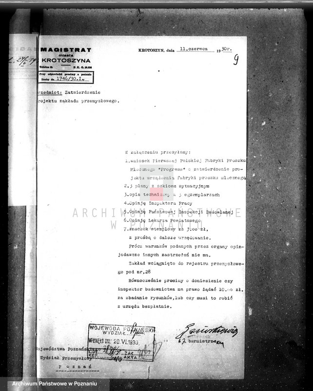 Obraz 13 z jednostki "Zatwierdzenie projektu przemysłowego urządzenia fabryki proszku mlecznego Firmy "Progres" w Krotoszynie"