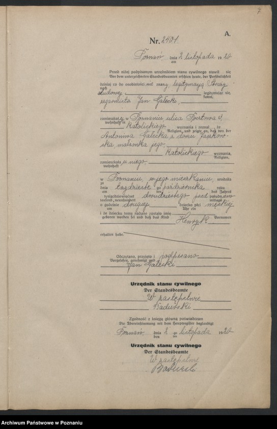 Obraz 9 z jednostki "Księga urodzeń odpis tom VII [Rejestr poboczny urodzeń]"