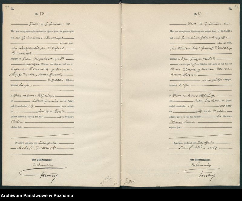 Obraz 20 z jednostki "Księga miejscowa urodzeń tom I [Rejestr główny urodzeń]"