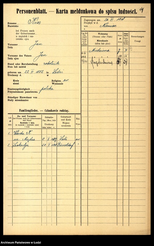 Obraz 16 z jednostki "[Spis ludności Łodzi] Kirszrot - Klajdermacher"