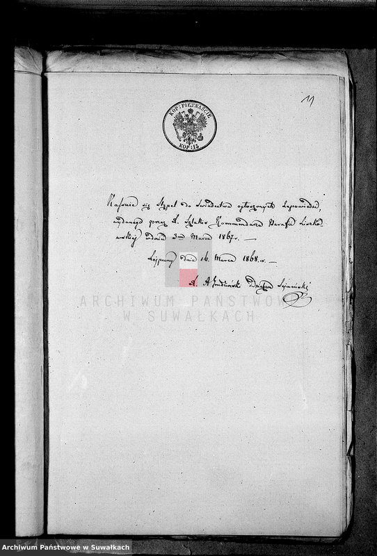 image.from.unit.number "Dowody posługujące do zawartych i spisanych aktów małżeństw przed Urzędnikiem Stanu Cywilnego Parafii Rzym.- katolickiej Lejpuńskiej w 1867 roku"