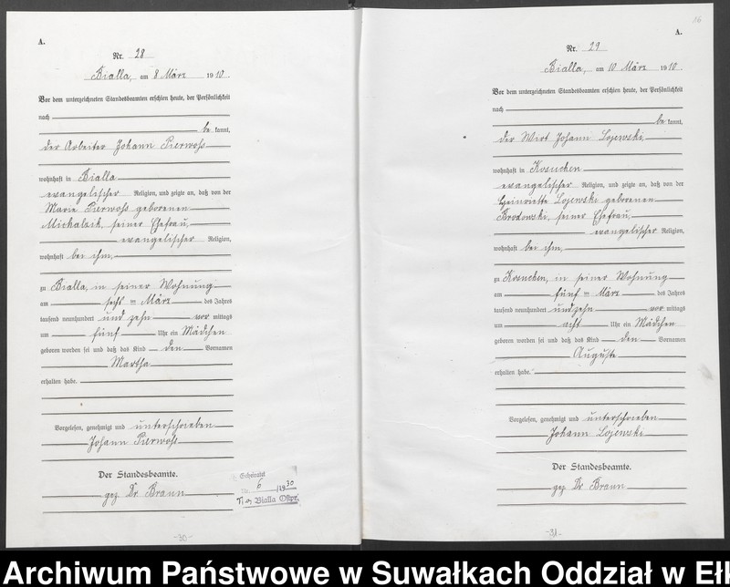 image.from.unit.number "[Geburts-Haupt-Register des Königlichen Preussischen Standes-Amtes Bialla Kreis Johannisburg]"