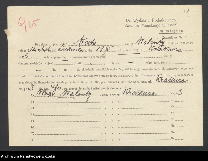 image.from.unit.number "Księga inwentarzowa nieruchomości m. Łodzi ul. Krakusa"