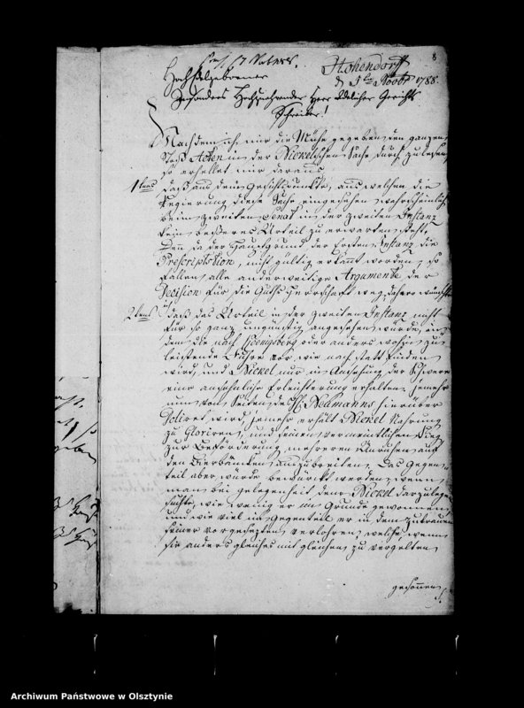 image.from.unit.number "Schriften zur Sasche der Schönberger Gutsherrschaft contra den Frei-Schulzen S. Nickel in Sommrau wegen Nichtgestellung einer Wollfuhre nach Königsberg"