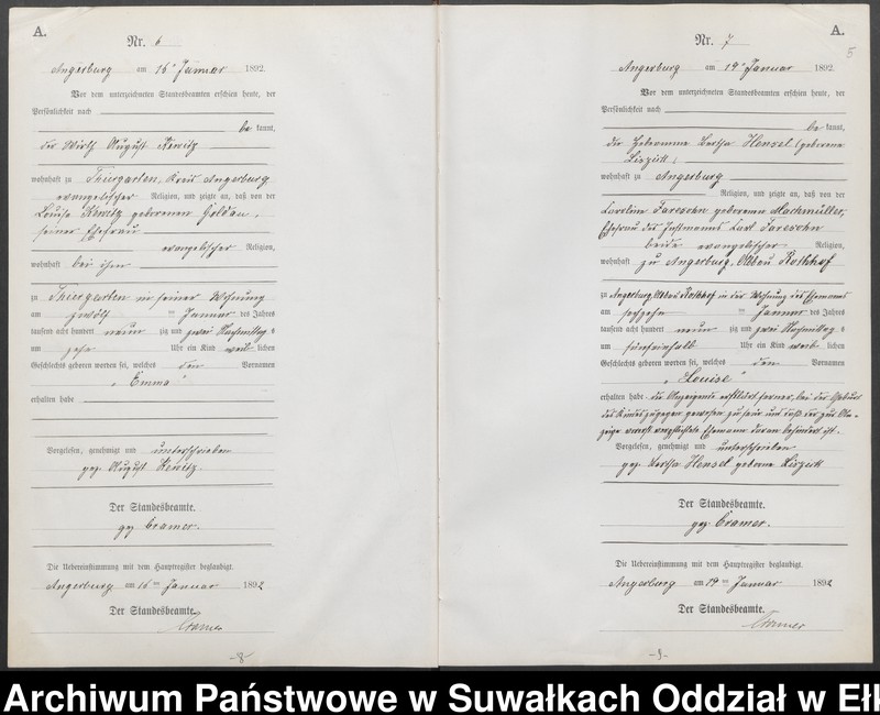 image.from.unit.number "Geburts-Neben-Register des Preussischen Standes-Amtes Angerburg Kreis Angerburg"