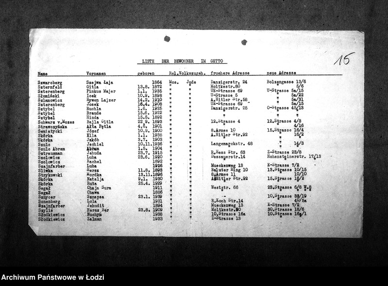 Obraz 18 z jednostki "[Alfabetyczny spis mieszkańców getta. Litera S]"