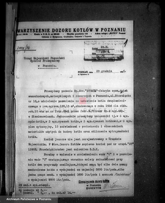 Obraz 5 z jednostki "Stomil Spółka Akcyjna Fabryka opon i dętek Poznań nr woj. 6763"