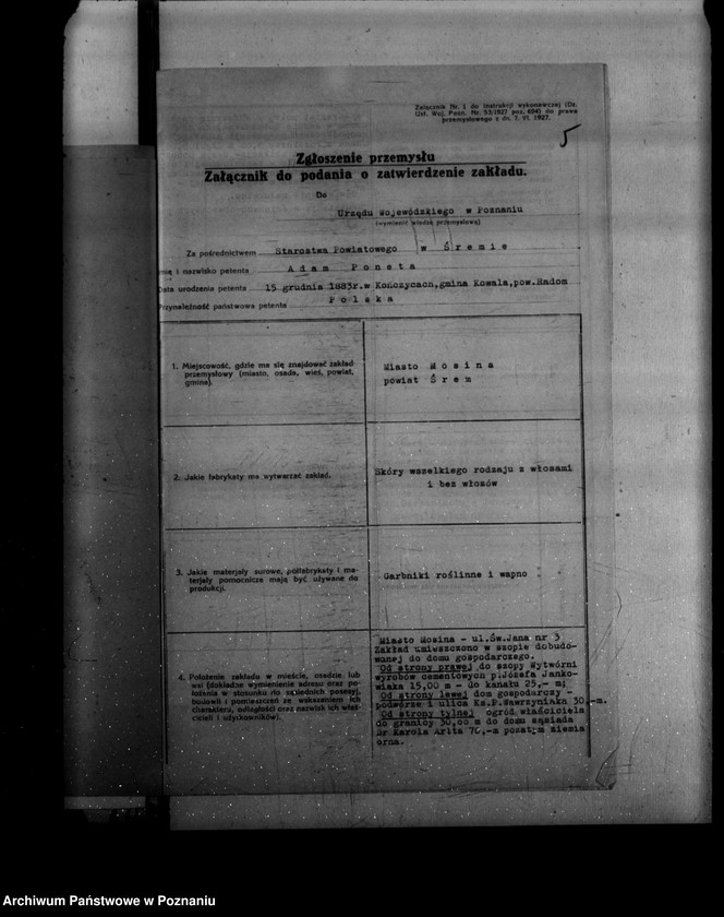 Obraz 9 z jednostki "Zatwierdzenie projektu urządzenia garbarni J. Panety w Mosinie powiat śremski"