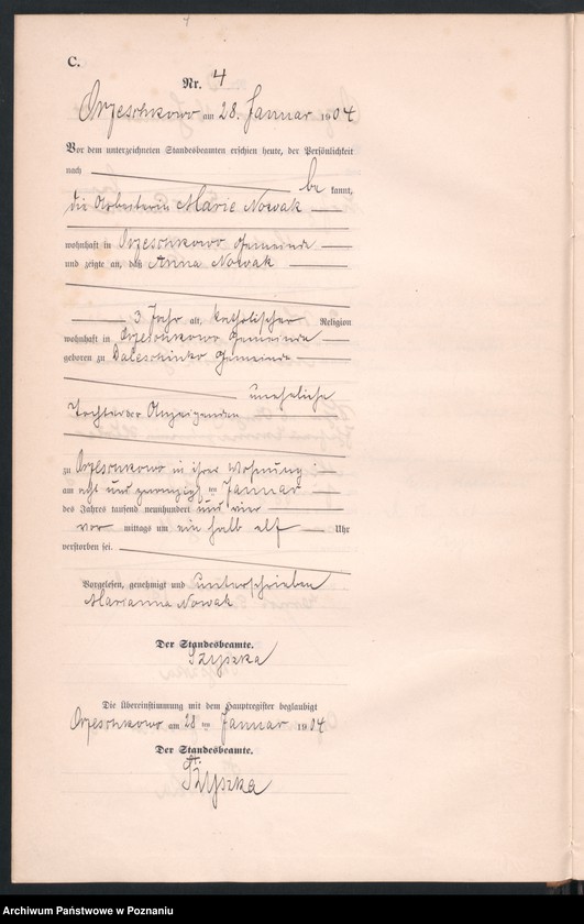 Obraz 7 z jednostki "Sterbe-Neben-Register"