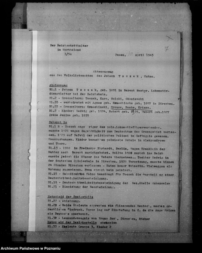 Obraz 11 z jednostki "Aktenauszüge für die 11.Sitzung der Zentralstelle der Deutschen Volksliste"