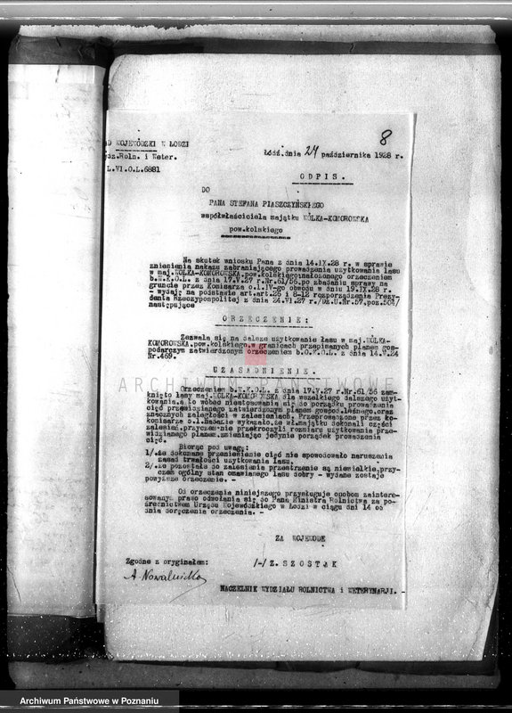 Obraz 12 z jednostki "Sprawa zniesienia nakazu zabraniającego prowadzenia użytkowania lasu w majątku Wólka-Komorowska powiat kolski gmina Izbica"