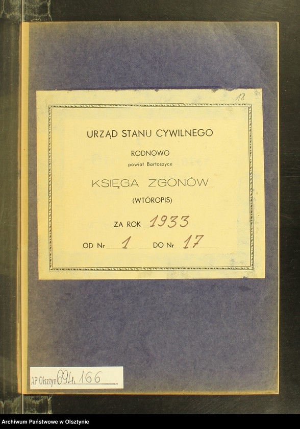 image.from.unit.number "Sterbe-Neben-Register Nr 1 - 17 [ Księga zgonów - wtóropis ]"