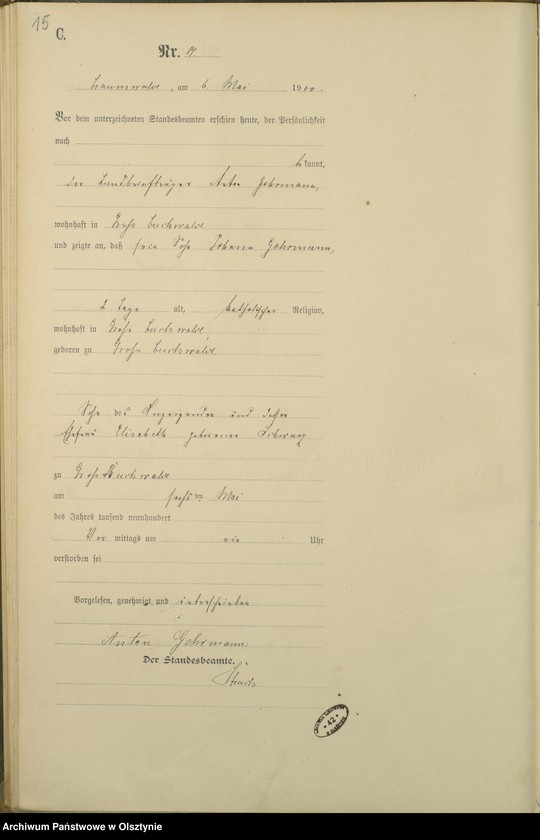 image.from.unit.number "Sterbe-Haupt-Register Nr 1 - 65"