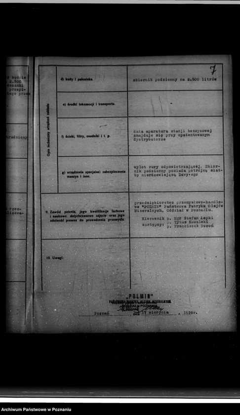 Obraz 11 z jednostki "/Zatwierdzenie budowy stacji benzynowej we Wrześni/ własność "Polmin" Państwowa fabryka olejów mineralnych"