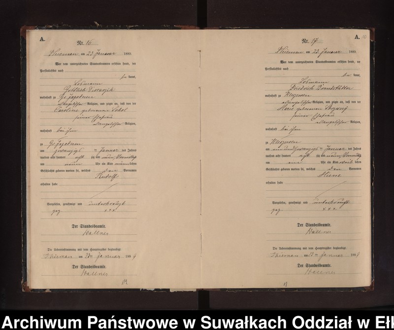 image.from.unit.number "Geburts-Neben-Register des Preussischen Standes-Amtes Rydzewen Kreis Loetzen"