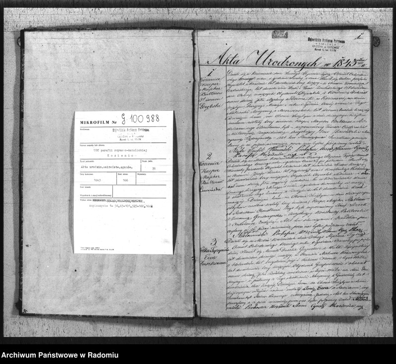 Obraz 3 z jednostki "Duplikat Aktów Cywilno - Religijnych Urodzenia, Zaślubienia i Zejścia Parafii Kozienice Rok 1843 służący"