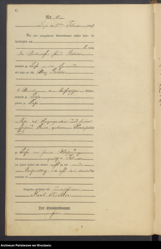 image.from.unit.number "Księga zgonów Leśnica (Deutsch Lissa) 1889"