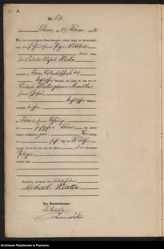 Obraz 17 z jednostki "Księga miejscowa urodzeń t. II"