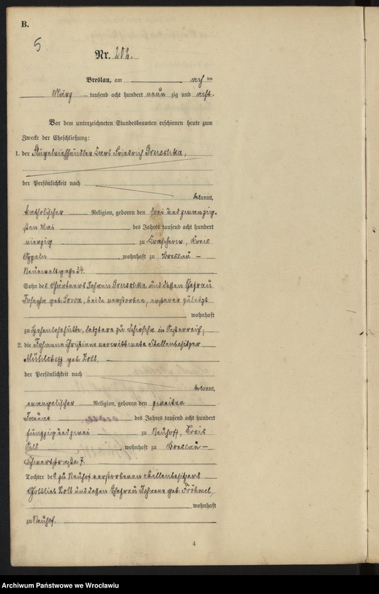 image.from.unit.number "Heiraths-Haupt-Register Breslau I 1898 Band 2"