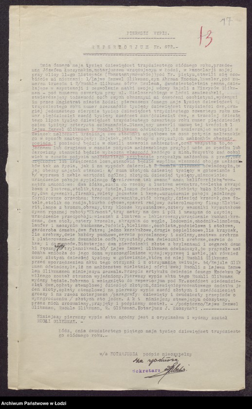 Obraz 19 z jednostki "Lajwe Zanwel Gliksman, Rajzla Gliksman, Lewi Zanwel Gliksman- sprzedaż przędzy"