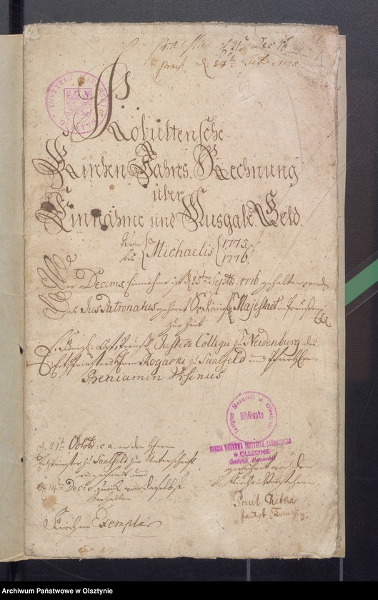 image.from.unit.number "Kobultische Kirchen Jahres Rechnung über Einnahme und Ausgabe Geld"