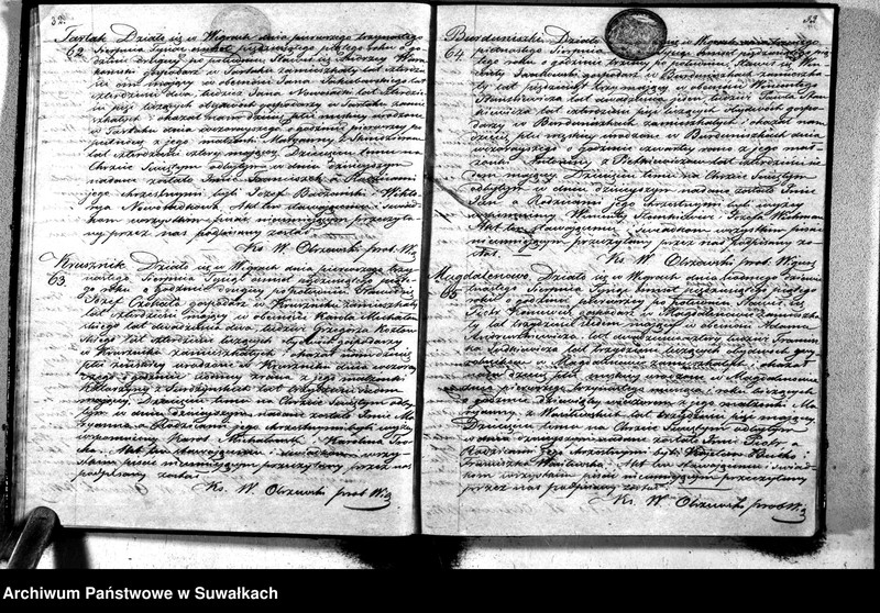 image.from.unit.number "Duplikat akt urodzonych, zaślubionych i zmarłych parafii wigierskiey z roku 1855"