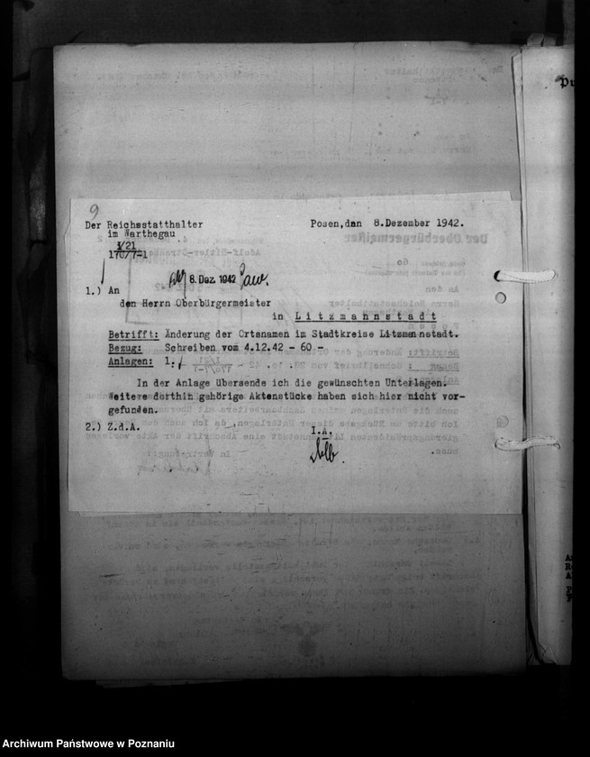 Obraz 13 z jednostki "Ortsnamenänderung - Litzmannstadt - Stadt (miasto Łódź)"