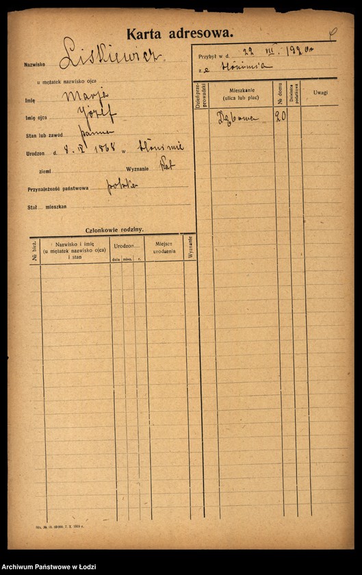 Obraz 11 z jednostki "[Spis ludności Łodzi] Liszkiewicz - Litke"