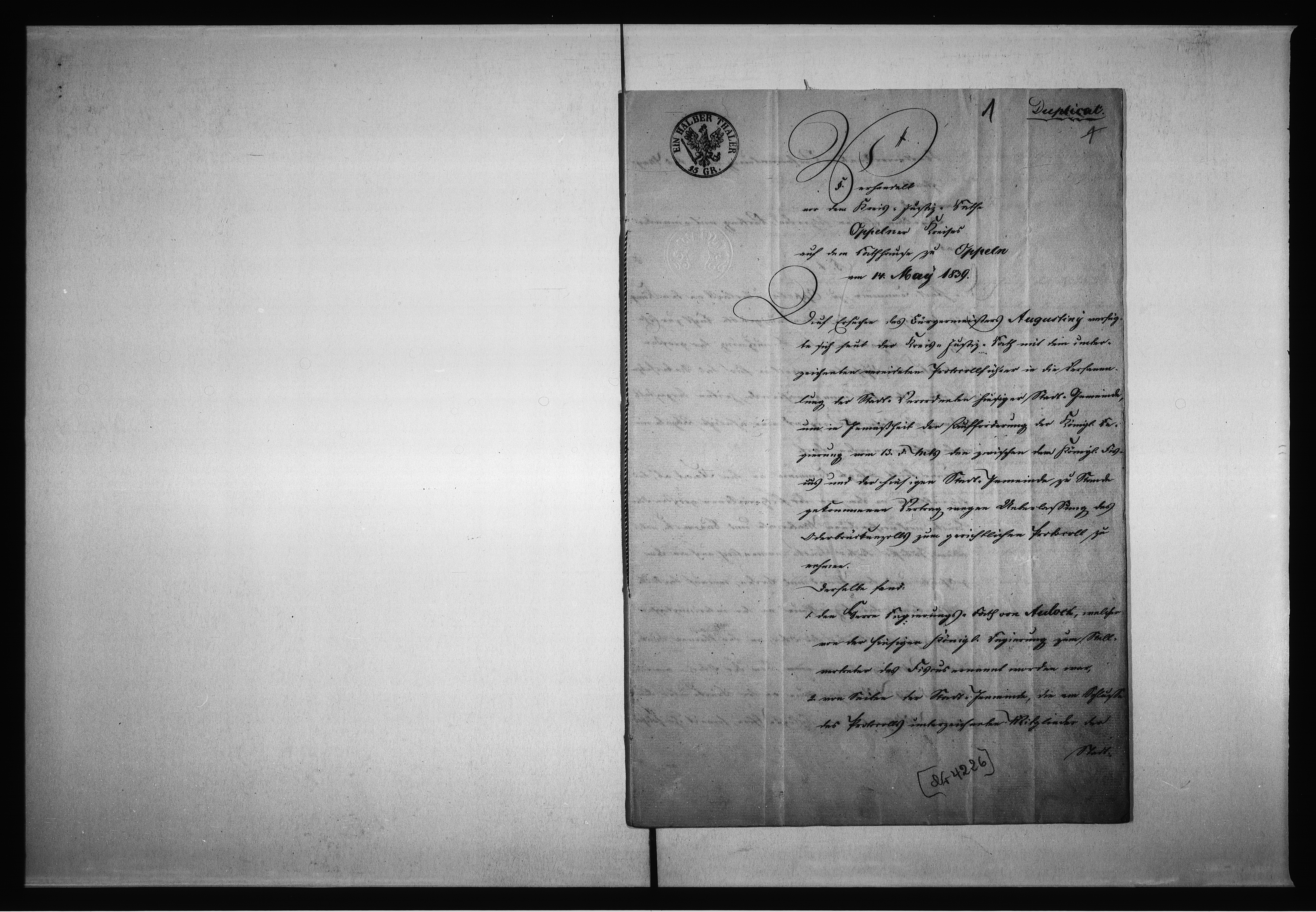 Obraz 6 z jednostki "Gerichtlich unterm 14 ten Mai 1839 abgeschlossener Ablösungs-Vertrag über die Oderbrückenzoll Gerechtigkeit et" Ordre v. 7 te August" 1839 ad Depositum genommen Richter Kamer. Unterm 8 ten "Juni 41" zu v Einsicht heraus genommen Frochlich Richter Unterm 17 te Juni 41. wieder ad Depositum Frochlich Richter"