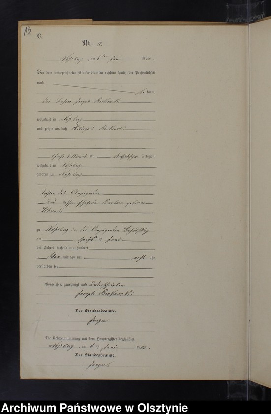 Obraz 15 z jednostki "Sterbe-Neben-Register Nr 1 - 19"