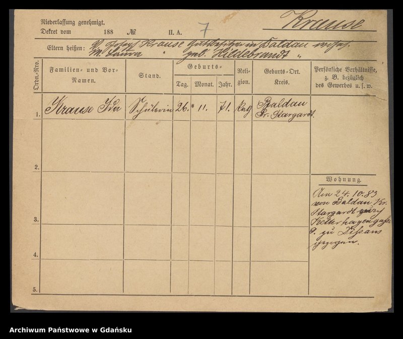 image.from.unit.number "Karty meldunkowe: Krause Ida - Krause Johann"