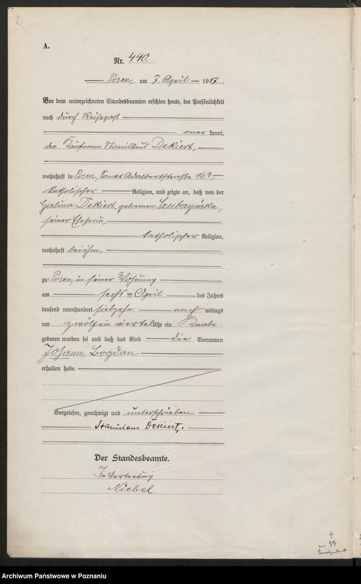 Obraz 4 z jednostki "Księga miejscowa urodzeń tom II [Rejestr główny urodzeń]"